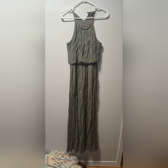 Elegant Olive Green Maxi Dress As U Wish Size Small S Sm - Picture 1 of 8